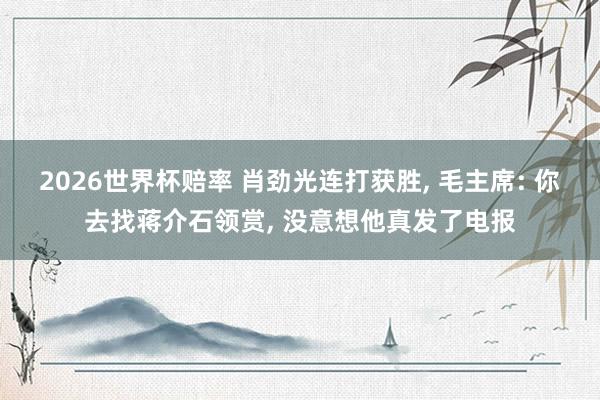2026世界杯赔率 肖劲光连打获胜, 毛主席: 你去找蒋介石领赏, 没意想他真发了电报