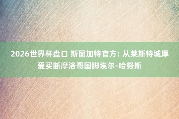 2026世界杯盘口 斯图加特官方: 从莱斯特城厚爱买断摩洛哥国脚埃尔-哈努斯