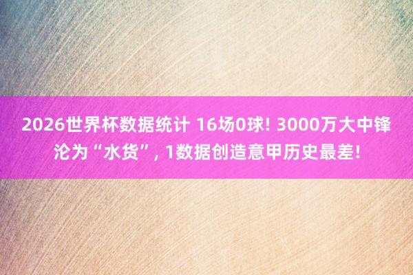 2026世界杯数据统计 16场0球! 3000万大中锋沦为“水货”, 1数据创造意甲历史最差!