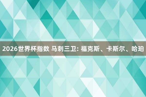 2026世界杯指数 马刺三卫: 福克斯、卡斯尔、哈珀