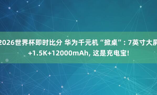2026世界杯即时比分 华为千元机“掀桌”: 7英寸大屏+1.5K+12000mAh, 这是充电宝!