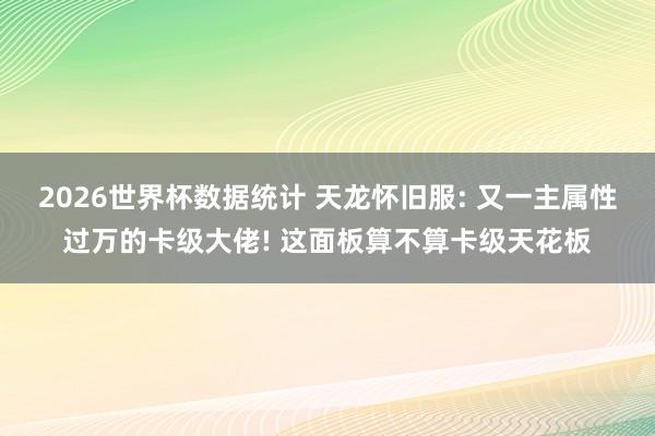 2026世界杯数据统计 天龙怀旧服: 又一主属性过万的卡级大佬! 这面板算不算卡级天花板