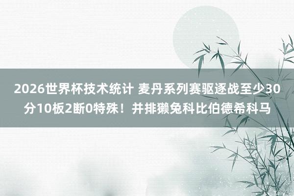 2026世界杯技术统计 麦丹系列赛驱逐战至少30分10板2断0特殊！并排獭兔科比伯德希科马