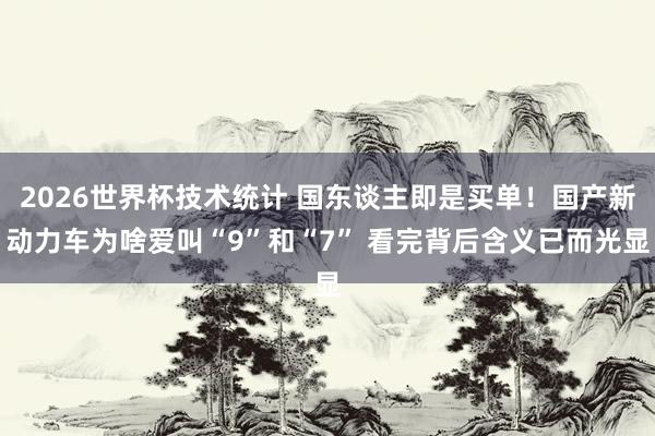 2026世界杯技术统计 国东谈主即是买单!国产新动力车为啥爱叫“9”和“7” 看完背后含义已而光显
