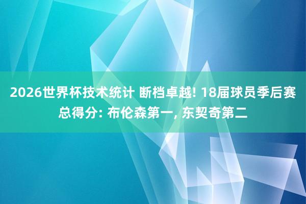 2026世界杯技术统计 断档卓越! 18届球员季后赛总得分: 布伦森第一， 东契奇第二