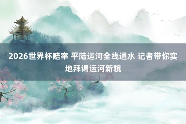 2026世界杯赔率 平陆运河全线通水 记者带你实地拜谒运河新貌