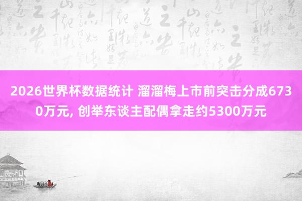 2026世界杯数据统计 溜溜梅上市前突击分成6730万元, 创举东谈主配偶拿走约5300万元