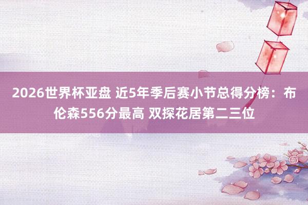 2026世界杯亚盘 近5年季后赛小节总得分榜：布伦森556分最高 双探花居第二三位