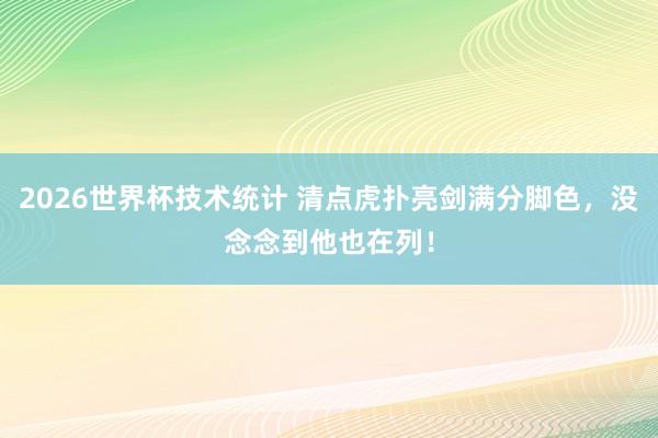 2026世界杯技术统计 清点虎扑亮剑满分脚色,没念念到他也在列!