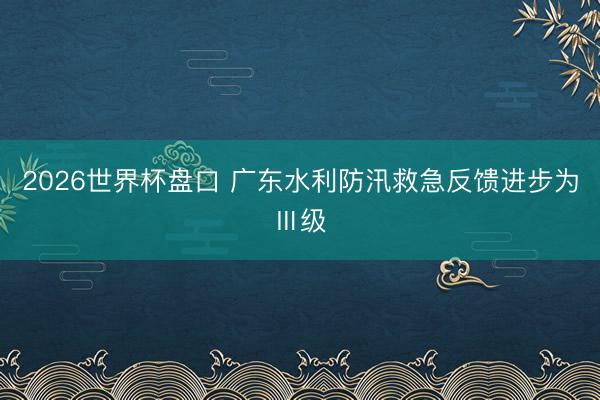 2026世界杯盘口 广东水利防汛救急反馈进步为Ⅲ级