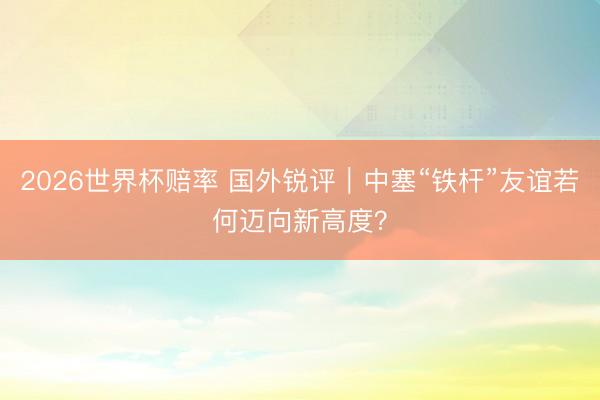 2026世界杯赔率 国外锐评|中塞“铁杆”友谊若何迈向新高度?