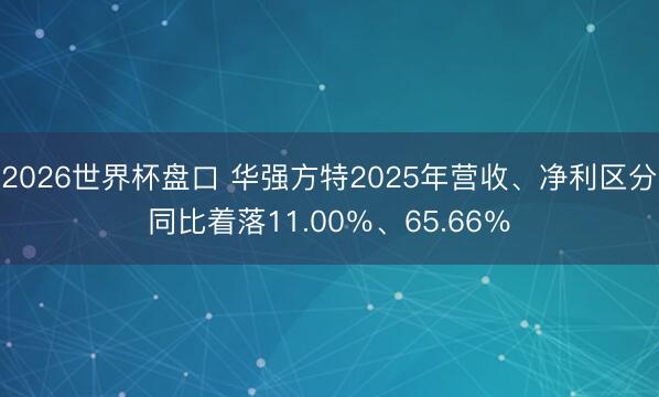2026世界杯盘口 华强方特2025年营收、净利区分同比着落11.00％、65.66％
